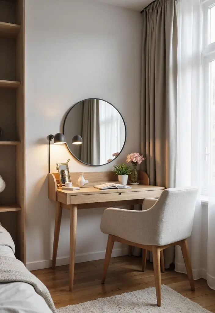 30 Dressing Table Ideas for Small Bedroom That Feel Glam Practical 6. Multi functional Desk