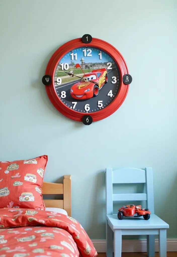 30 Hot Wheels Bedroom Ideas That Kids Will Love 16. Race Car Themed Clock