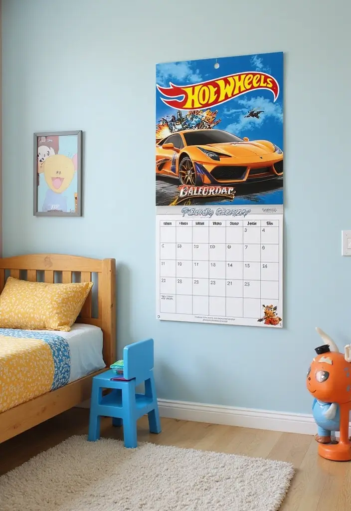 30 Hot Wheels Bedroom Ideas That Kids Will Love 22. Hot Wheels Themed Calendar