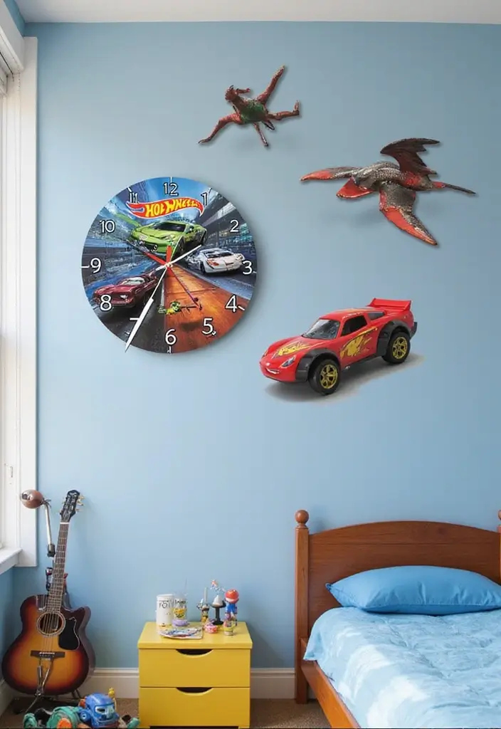 30 Hot Wheels Bedroom Ideas That Kids Will Love 26. Hot Wheels Wall Clock