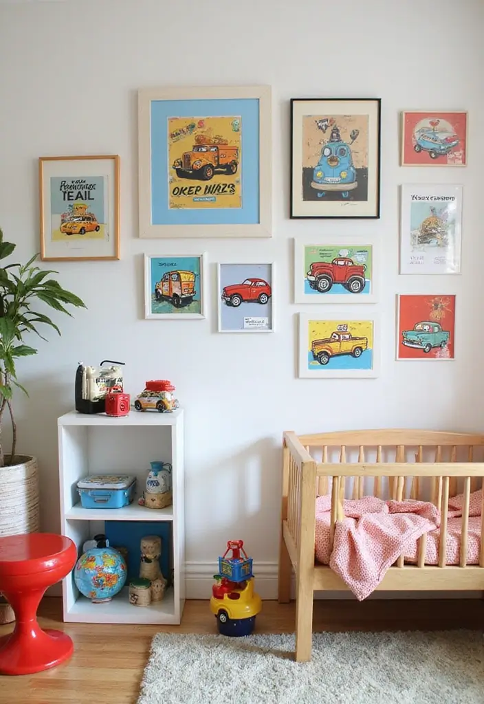 30 Hot Wheels Bedroom Ideas That Kids Will Love 4. Toy Car Wall Art