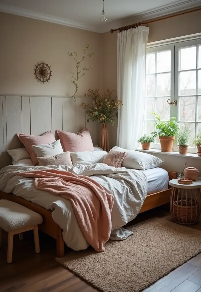 30 Mens Small Bedroom Ideas That Feel Minimal Masculine 11. Layered Bedding for Depth