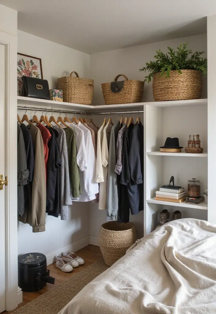 30 Mens Small Bedroom Ideas That Feel Minimal Masculine 18. Open Closet Concept