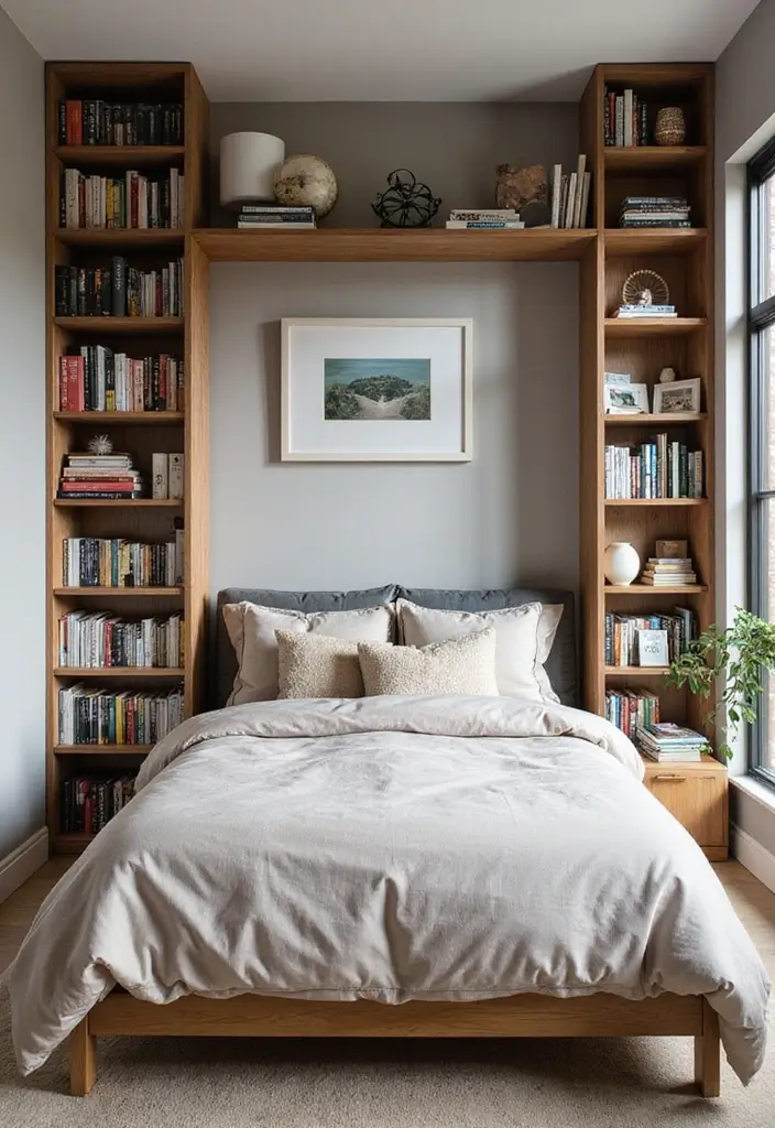 30 Mens Small Bedroom Ideas That Feel Minimal Masculine 4. Smart Use of Vertical Space