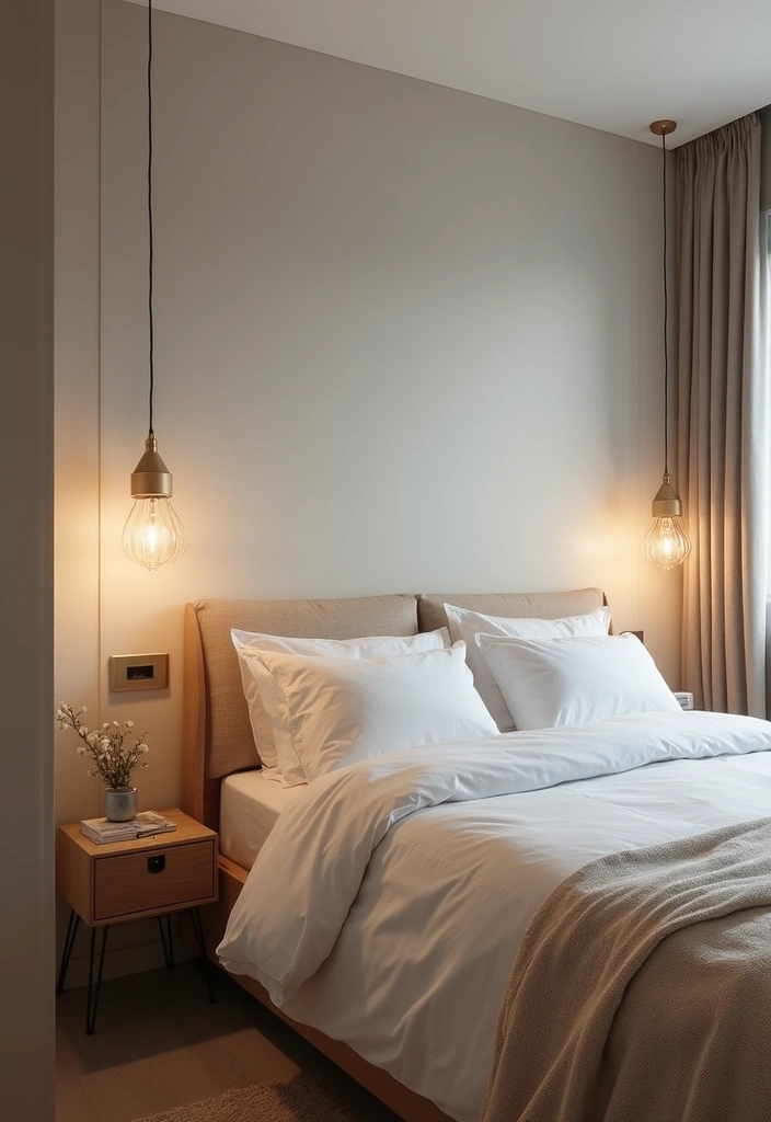 30 Mens Small Bedroom Ideas That Feel Minimal Masculine 6. Minimalist Lighting Fixtures