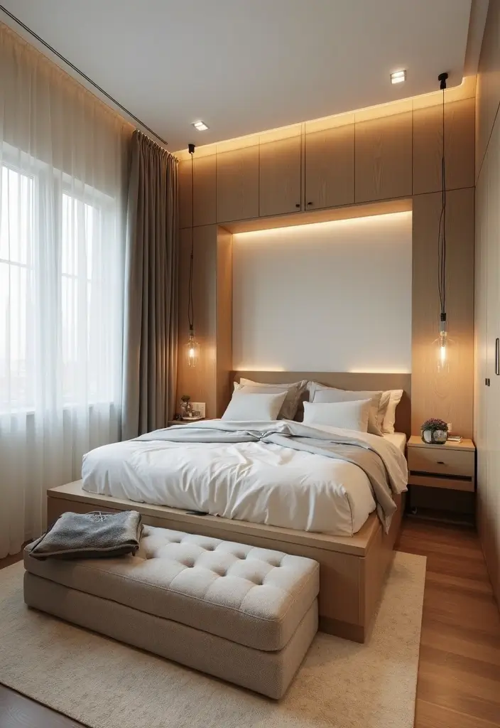 30 Mens Small Bedroom Ideas That Feel Minimal Masculine 7. Multi Functional Furniture