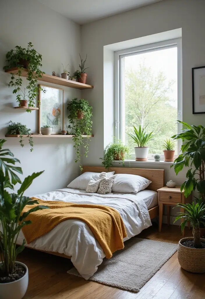 30 Mens Small Bedroom Ideas That Feel Minimal Masculine 9. Incorporate Plants for Freshness