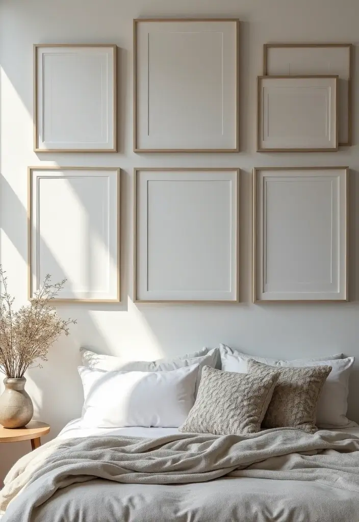 30 Photo Wall Ideas Bedroom That Tell Your Story Beautifully 15. The Floating Frame Effect