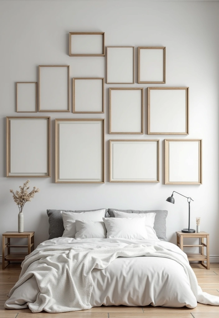 30 Photo Wall Ideas Bedroom That Tell Your Story Beautifully 18. Geometric Patterns
