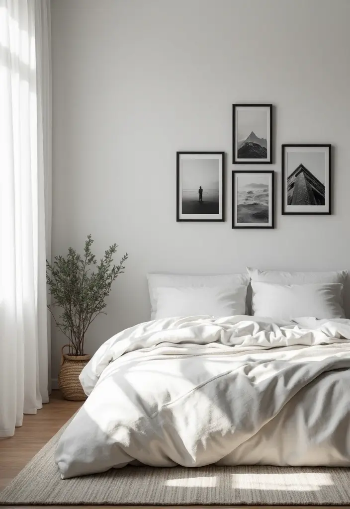 30 Photo Wall Ideas Bedroom That Tell Your Story Beautifully 2. Themed Color Palette