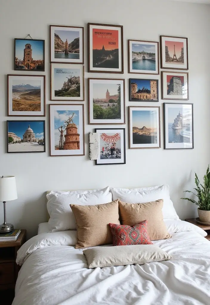 30 Photo Wall Ideas Bedroom That Tell Your Story Beautifully 21. Inspirational Travel Quotes