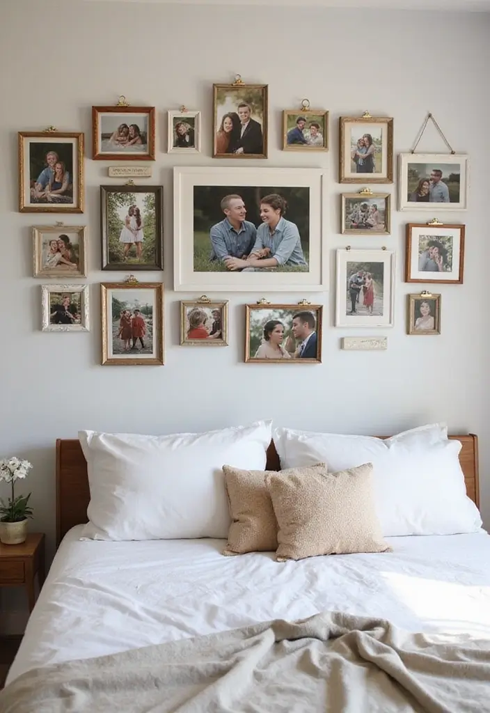 30 Photo Wall Ideas Bedroom That Tell Your Story Beautifully 22. The Story of Us