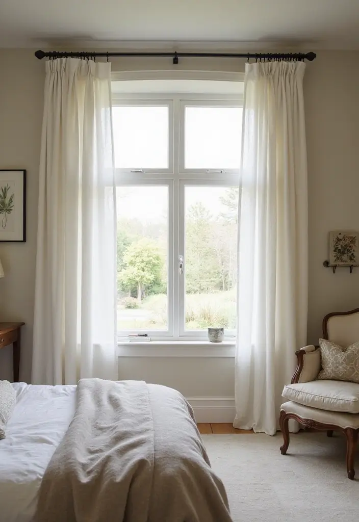 30 Simple Bedroom Decor Ideas That Feel Effortless Elegant 15. Soft Window Treatments
