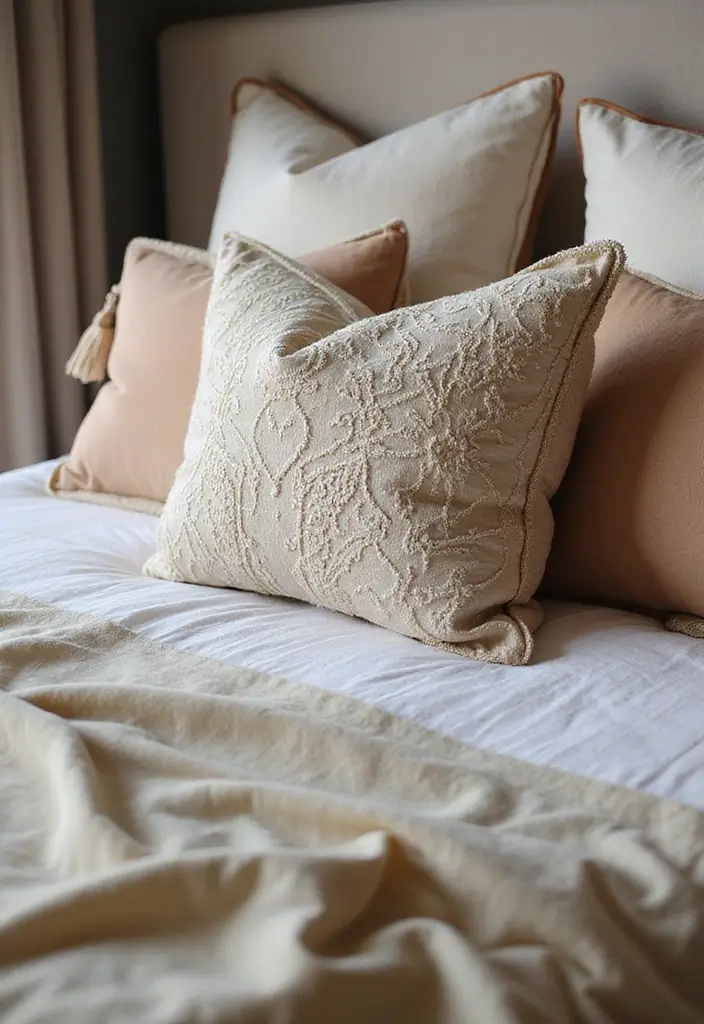 30 Simple Bedroom Decor Ideas That Feel Effortless Elegant 16. Decorative Pillows