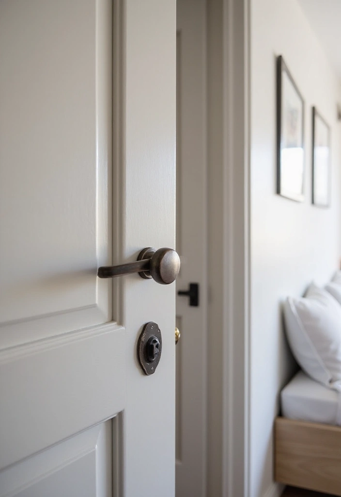 30 Simple Bedroom Decor Ideas That Feel Effortless Elegant 22. Elegant Door Hardware