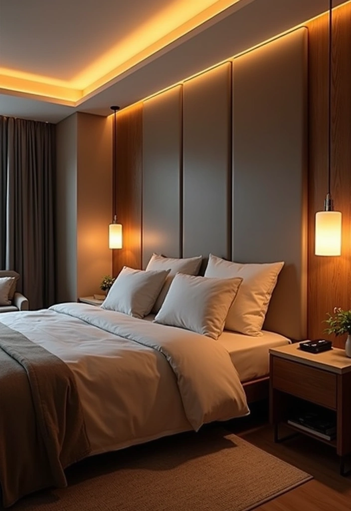 30 Simple Bedroom Decor Ideas That Feel Effortless Elegant 28. Layered Lighting