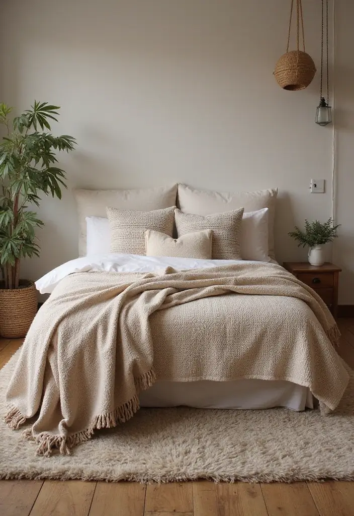 30 Simple Bedroom Decor Ideas That Feel Effortless Elegant 7. Cozy Textiles