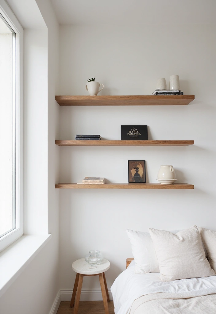 30 Wall Shelf Ideas Bedroom That Feel Modern Practical 1. Floating Shelf Elegance