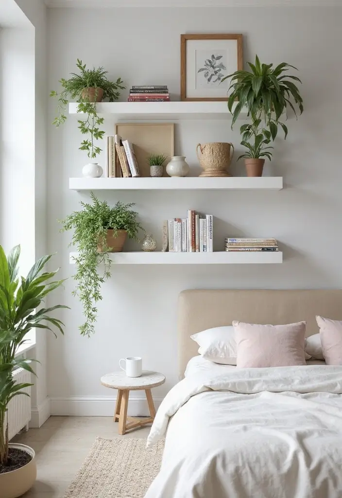 30 Wall Shelf Ideas Bedroom That Feel Modern Practical 11. Open Shelving Units
