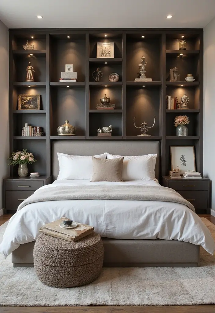 30 Wall Shelf Ideas Bedroom That Feel Modern Practical 20. Shadow Box Shelves