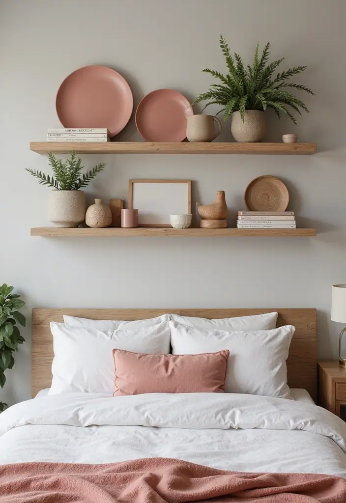 30 Wall Shelf Ideas Bedroom That Feel Modern Practical 21. Themed Shelf Arrangements