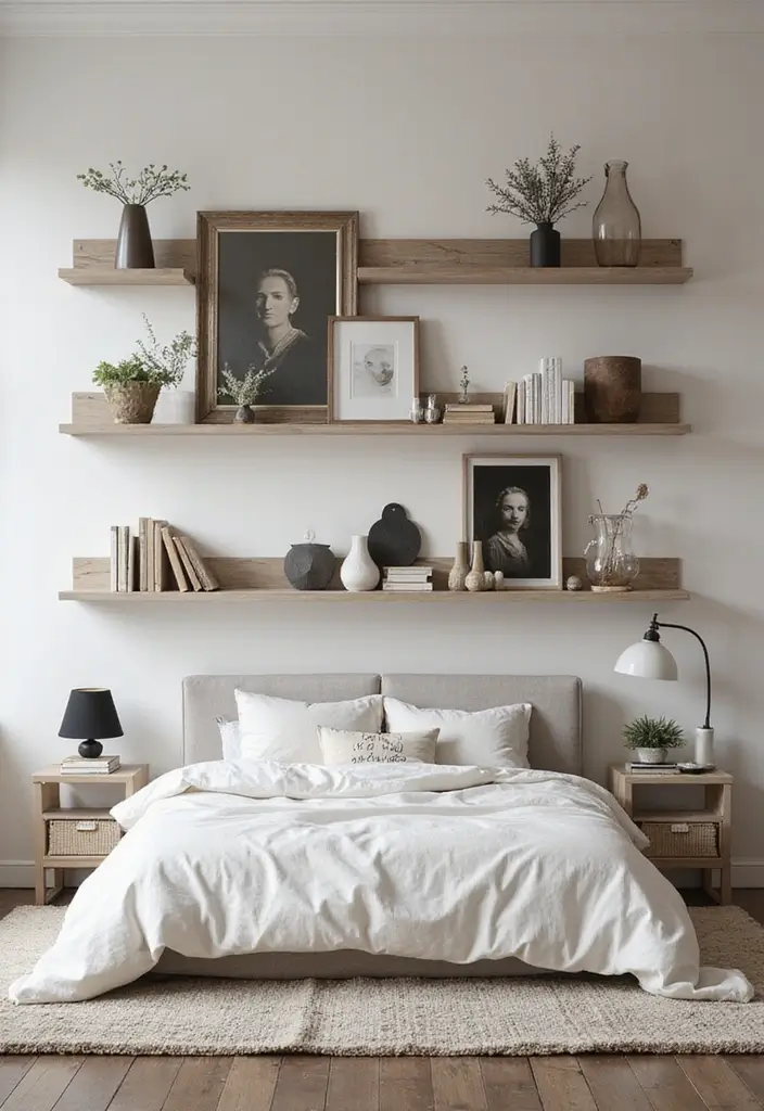 30 Wall Shelf Ideas Bedroom That Feel Modern Practical 28. Layered Shelf Styles
