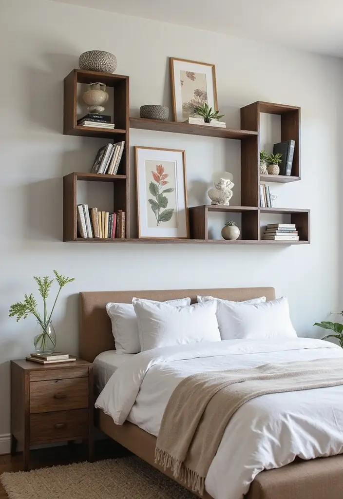 30 Wall Shelf Ideas Bedroom That Feel Modern Practical 3. Multi Level Shelf Designs
