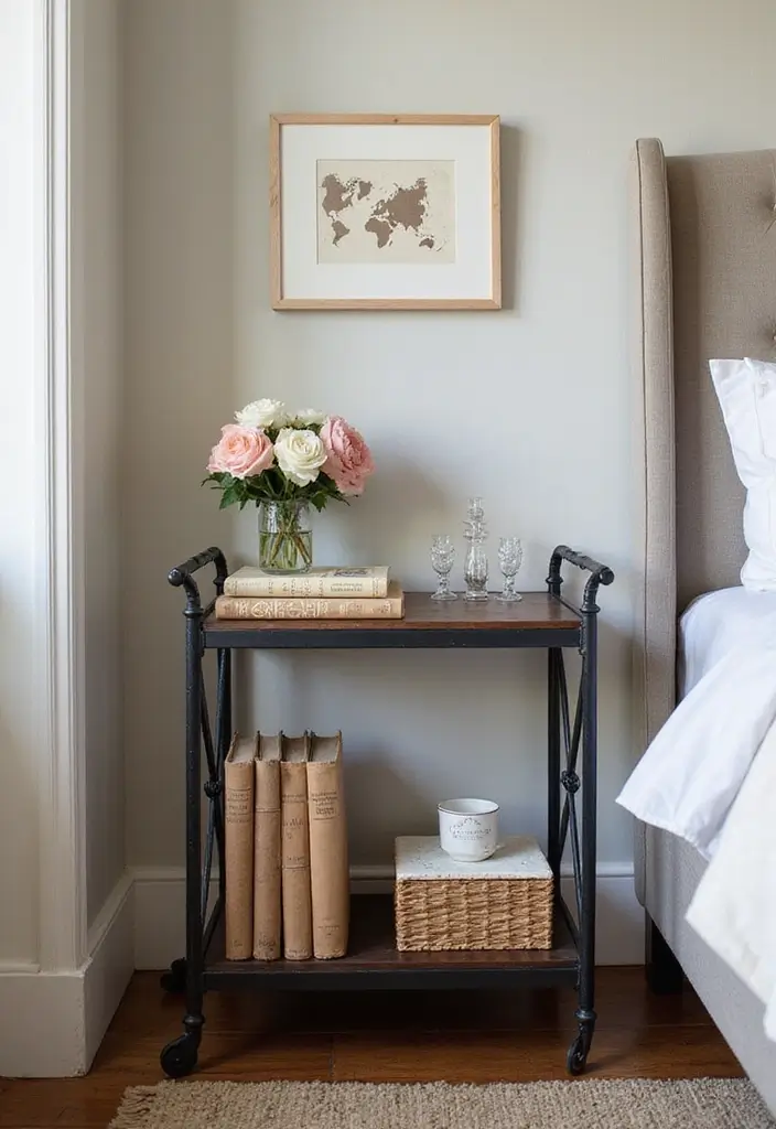 30 Wrought Iron Bedroom Ideas That Feel Vintage Strong 13. Wrought Iron Bedside Carts