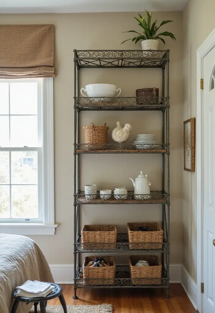 30 Wrought Iron Bedroom Ideas That Feel Vintage Strong 14. Wrought Iron Storage Solutions