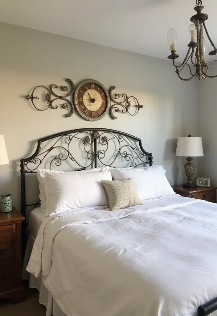 30 Wrought Iron Bedroom Ideas That Feel Vintage Strong 22. Wrought Iron Headboard Wall Art
