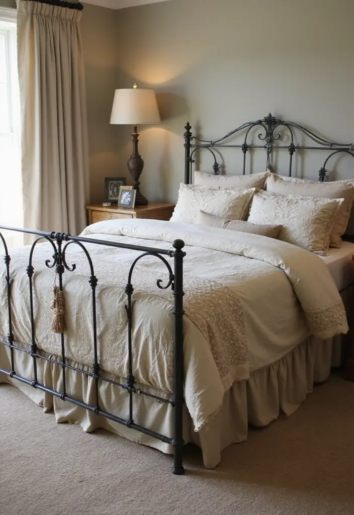 30 Wrought Iron Bedroom Ideas That Feel Vintage Strong 26. Wrought Iron Bed Skirts