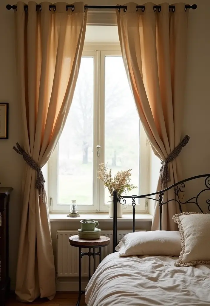 30 Wrought Iron Bedroom Ideas That Feel Vintage Strong 29. Wrought Iron Curtains Tiebacks