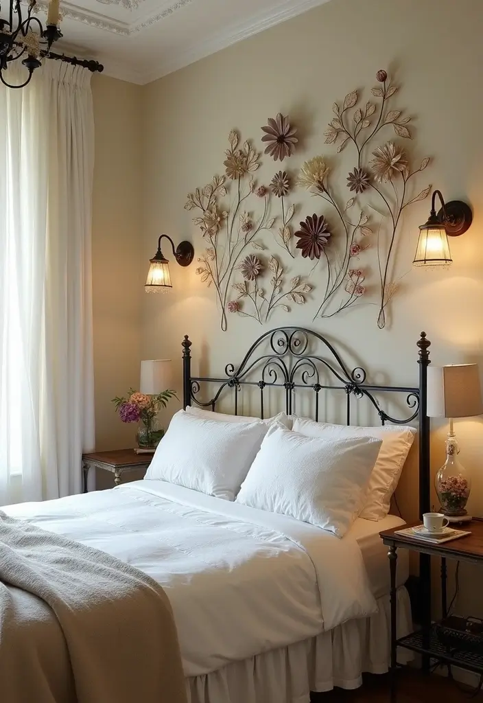 30 Wrought Iron Bedroom Ideas That Feel Vintage Strong 6. Wrought Iron Decorative Wall Art