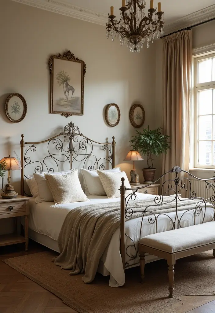 30 Wrought Iron Bedroom Ideas That Feel Vintage Strong 8. Charming Wrought Iron Furniture Accents