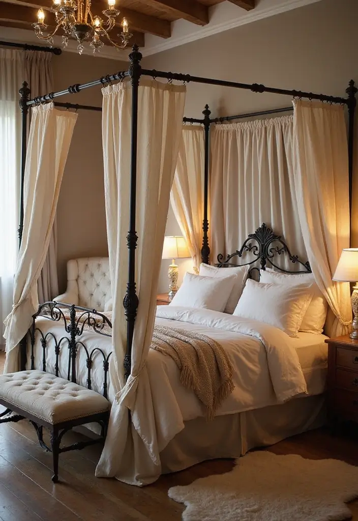 30 Wrought Iron Bedroom Ideas That Feel Vintage Strong 9. Wrought Iron Canopy Beds