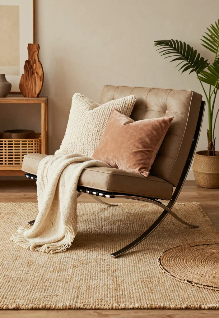 15 Barcelona Chair Living Room Ideas Iconic Modern Style 13. Barcelona Chair with Layered Textures 0