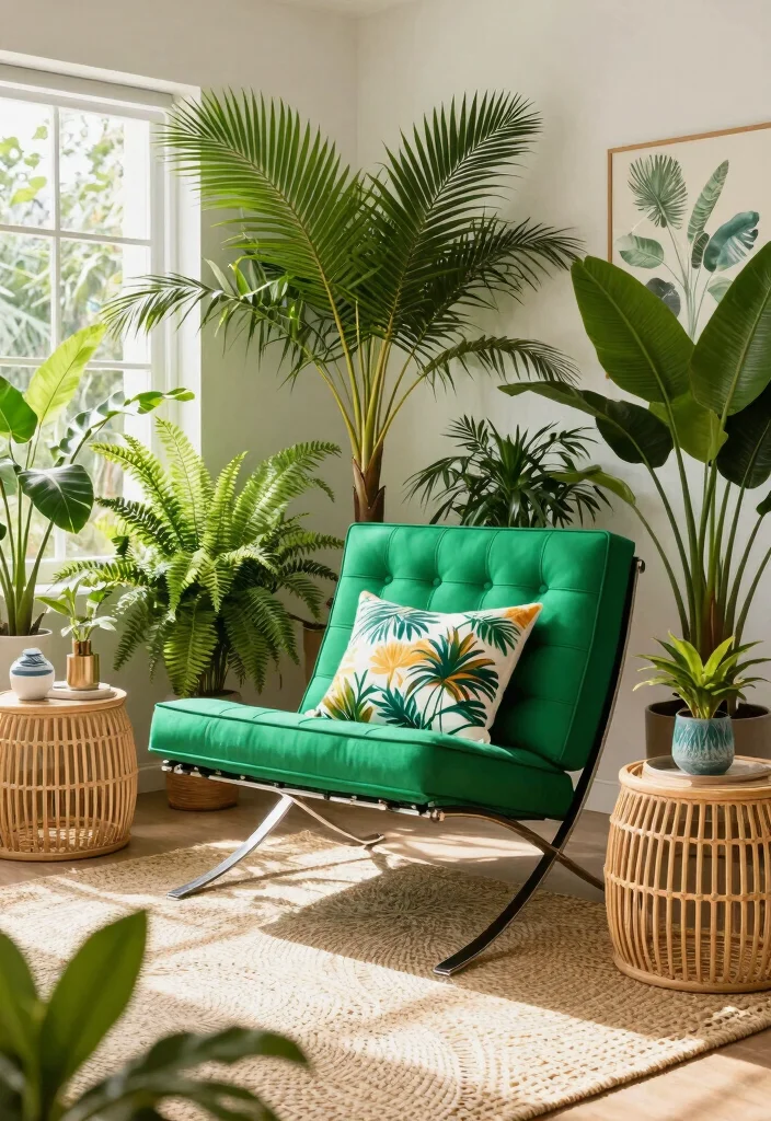 15 Barcelona Chair Living Room Ideas Iconic Modern Style 14. Barcelona Chair in a Tropical Inspired Space 0