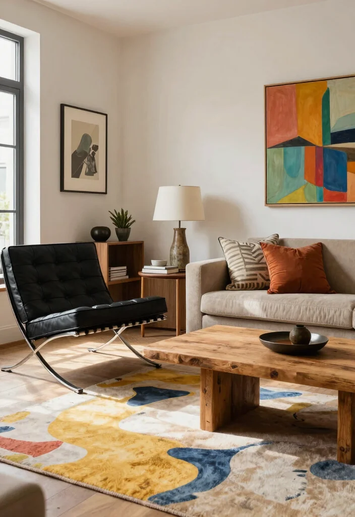 15 Barcelona Chair Living Room Ideas Iconic Modern Style 4. Eclectic Mix of Modern Furniture 0