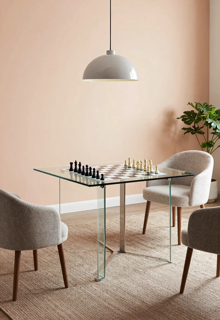 15 Chess Table in Living Room Ideas Stylish Game Corner 1. Sleek Glass Chess Table 0