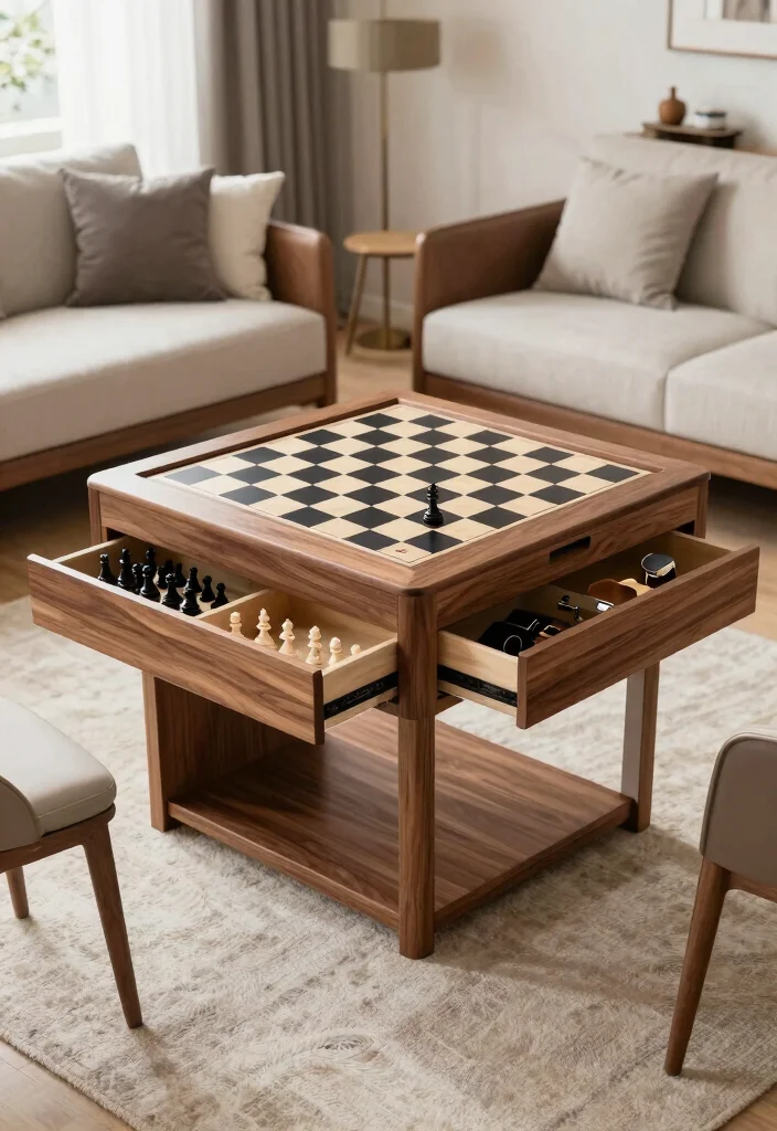 15 Chess Table in Living Room Ideas Stylish Game Corner 10. Chess Table with Built in Storage 0