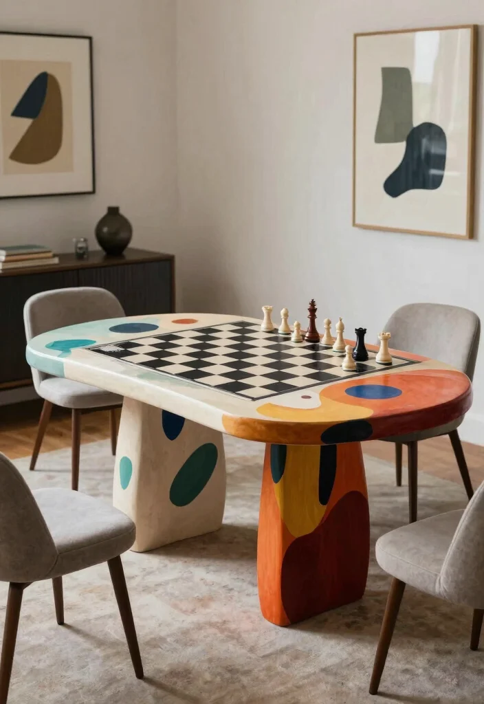 15 Chess Table in Living Room Ideas Stylish Game Corner 11. Artistic Chess Table Design 0