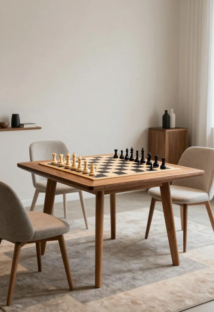 15 Chess Table in Living Room Ideas Stylish Game Corner 15. Minimalist Chess Set Display 0