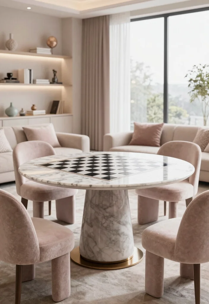 15 Chess Table in Living Room Ideas Stylish Game Corner 5. Chic Round Chess Table 0