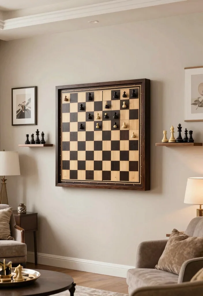 15 Chess Table in Living Room Ideas Stylish Game Corner 6. Wall mounted Chess Board 0