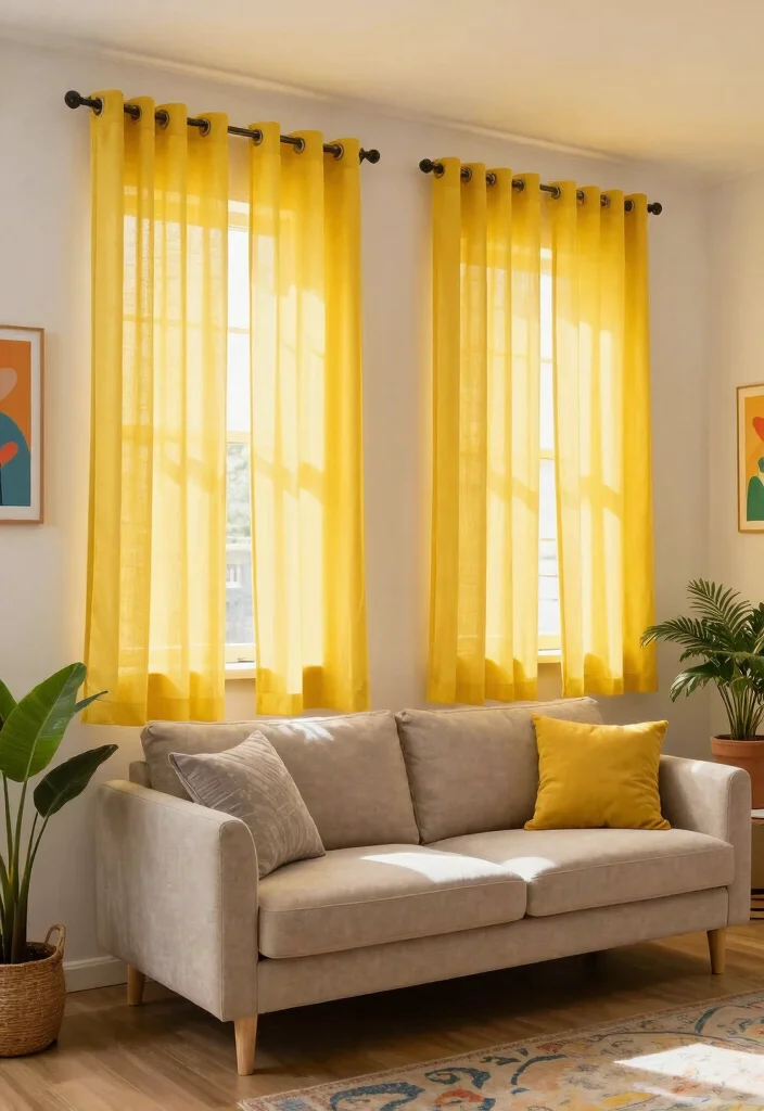 15 Curtains for Small Windows Living Room Ideas Space Smart 12. Bright and Breezy Colors 0