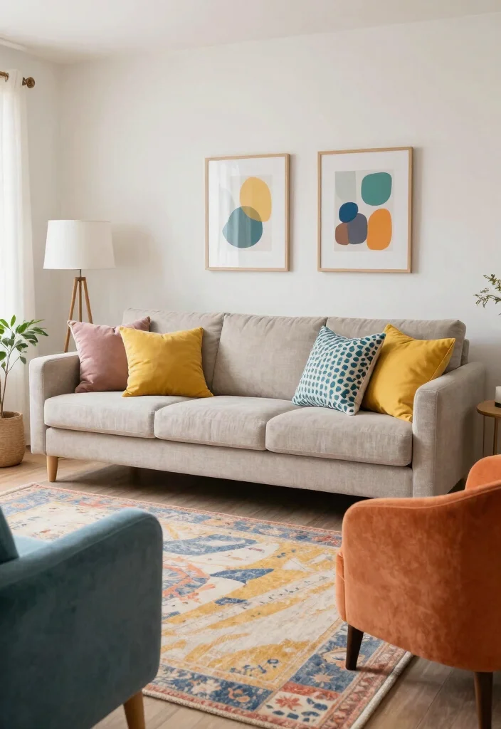 15 Living Room Sofa and Chair Layout Ideas for Balanced Flow 10. Incorporating Color with Accents 0