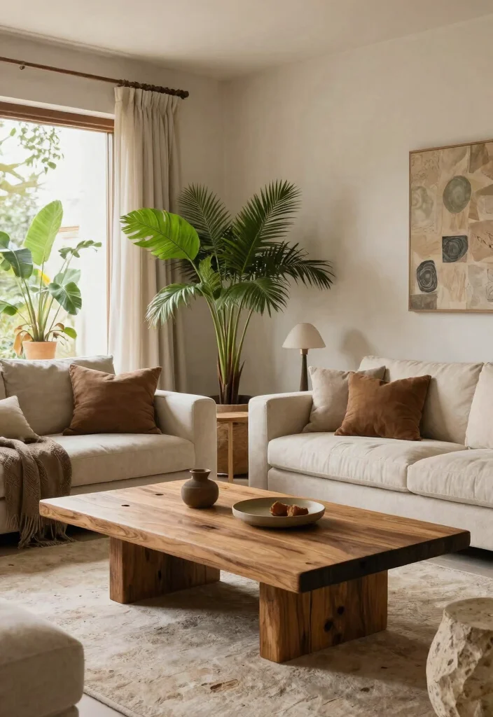 15 Living Room Sofa and Chair Layout Ideas for Balanced Flow 12. Use of Natural Elements 0