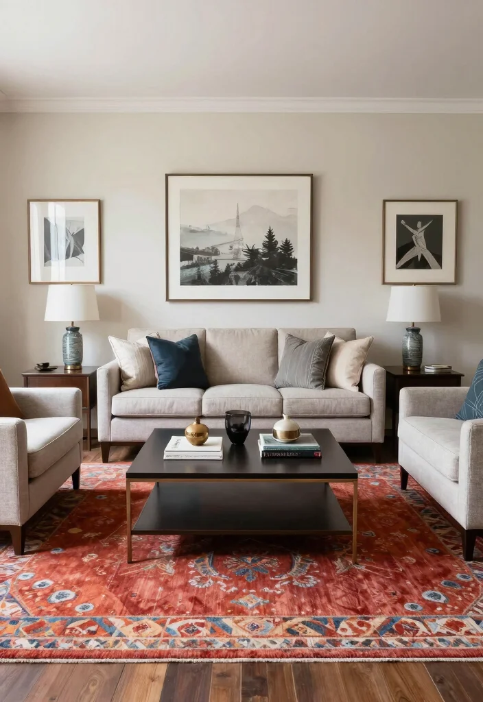 15 Living Room Sofa and Chair Layout Ideas for Balanced Flow 3. Symmetrical Sofa and Chair Arrangement 0