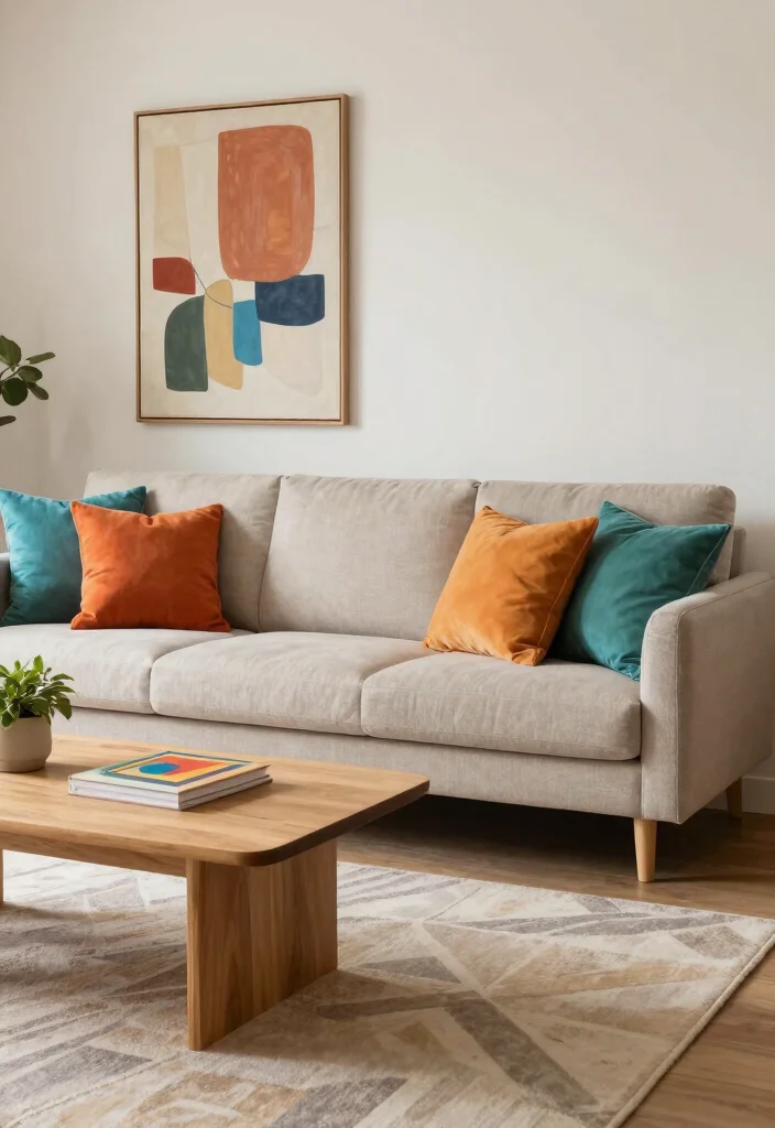 15 Loaf Sofa Living Room Ideas for Modern Relaxed Comfort 1. Neutral Tones with a Pop of Color 0