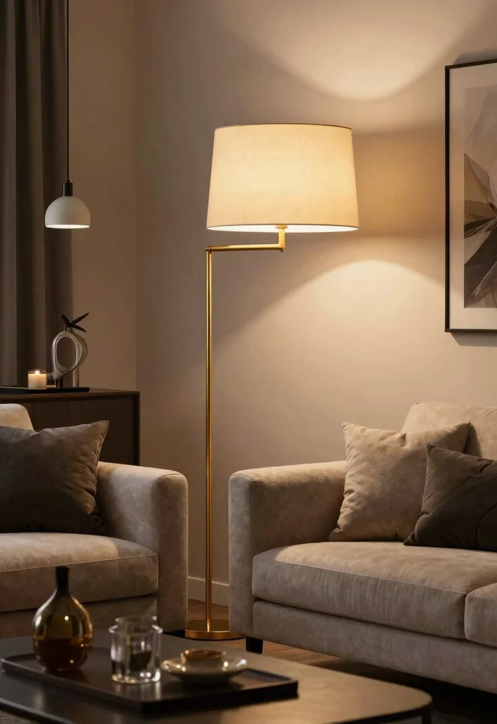 15 Loaf Sofa Living Room Ideas for Modern Relaxed Comfort 8. Statement Lighting 0